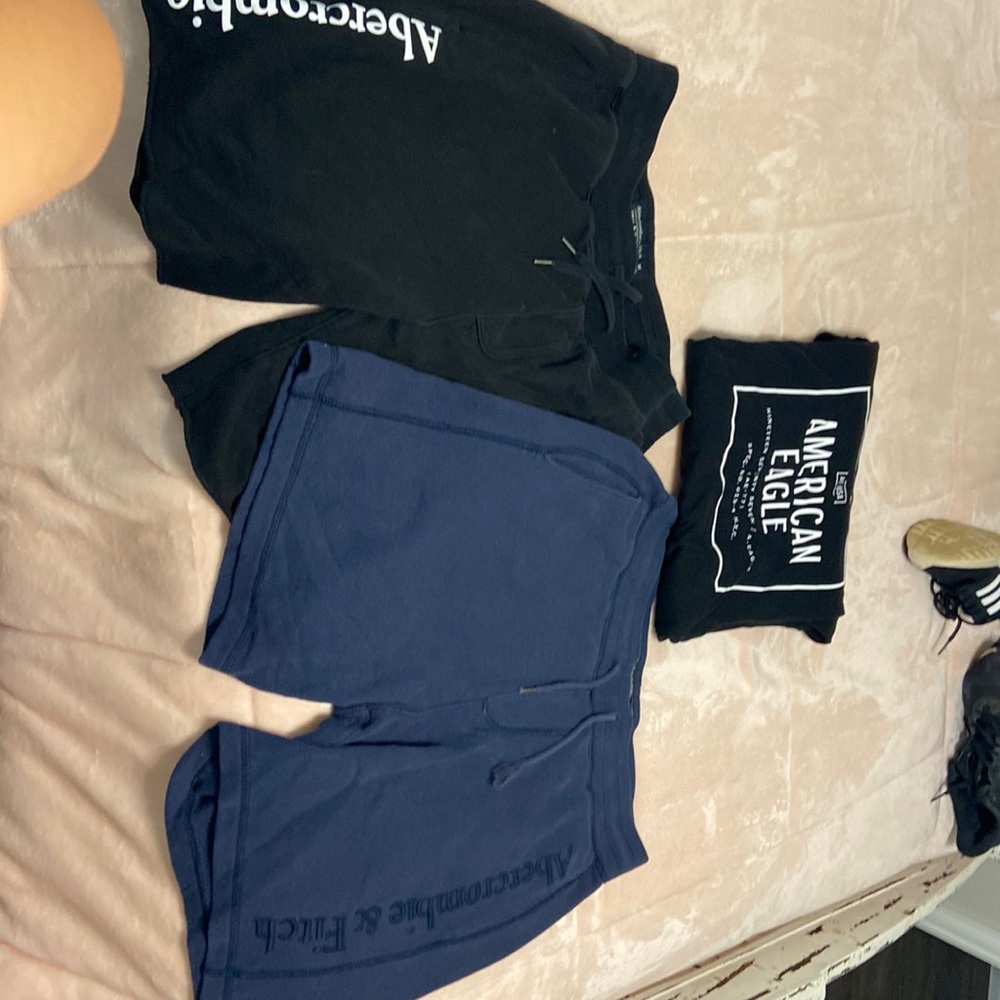 2 abercrombie dressy shorts and one american eagle shirt